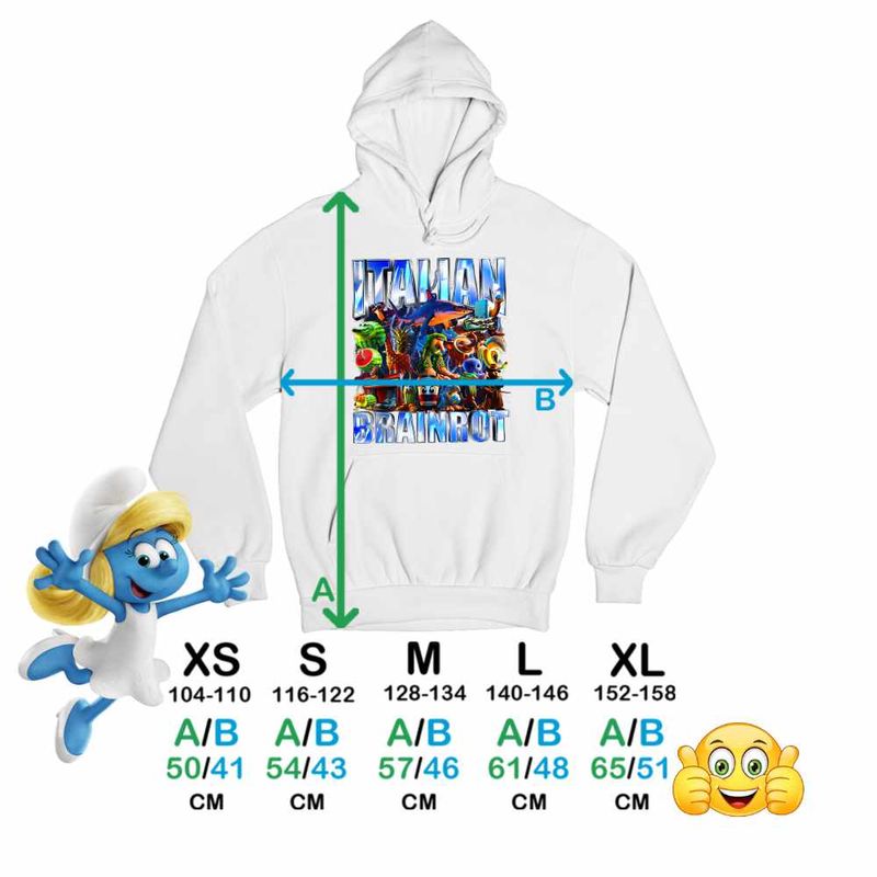 Fashion, accesorii si bijuterii - Copii - Imbracaminte copii - Pulovere si hanorace copii - Hanorac Copii Baieti Italian Retro Meme Shark Brainrot Italia, alb, marime L Copii - Infinity.ro