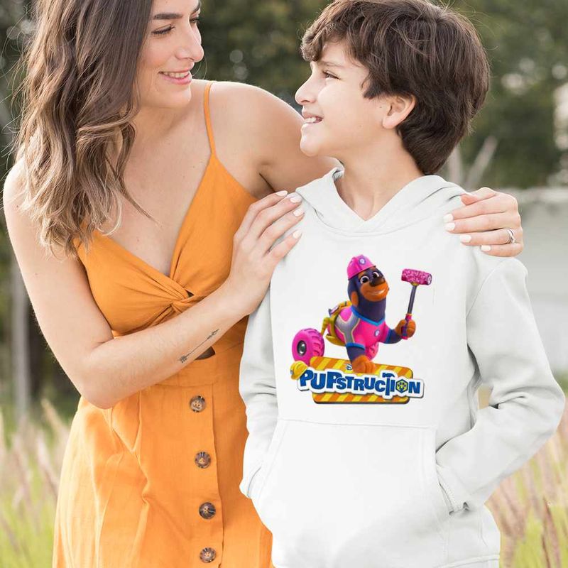 Fashion, accesorii si bijuterii - Copii - Imbracaminte copii - Pulovere si hanorace copii - Hanorac Copii Baieti Pupstruction Roxy Catelusi Constructori, alb, marime XL Copii - Infinity.ro