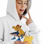 Fashion, accesorii si bijuterii - Copii - Imbracaminte copii - Pulovere si hanorace copii - Hanorac Copii Fete Kion Garda Felina Tralalero Tralala Tiktok Meme, alb, marime XS Copii - Infinity.ro