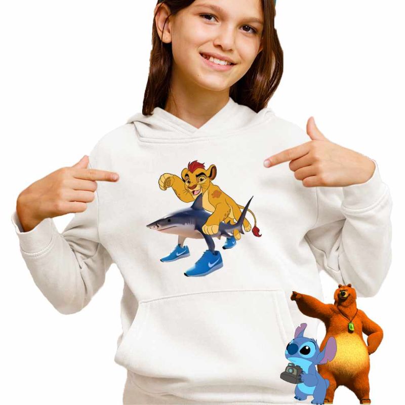 Fashion, accesorii si bijuterii - Copii - Imbracaminte copii - Pulovere si hanorace copii - Hanorac Copii Fete Kion Garda Felina Tralalero Tralala Tiktok Meme, alb, marime XS Copii - Infinity.ro