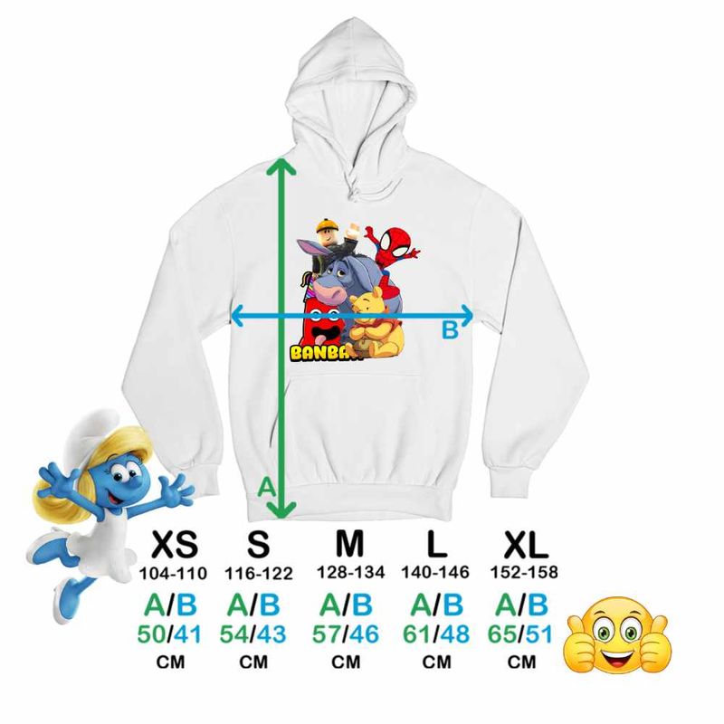 Fashion, accesorii si bijuterii - Copii - Imbracaminte copii - Pulovere si hanorace copii - Hanorac Copii Fete Banban Paienjenel Winnie Roblox, alb, marime L Copii - Infinity.ro