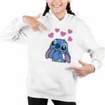 Fashion, accesorii si bijuterii - Copii - Imbracaminte copii - Pulovere si hanorace copii - Hanorac Copii Fete Stich I Love You Valentines Day Dragobete, alb, marime S Copii - Infinity.ro