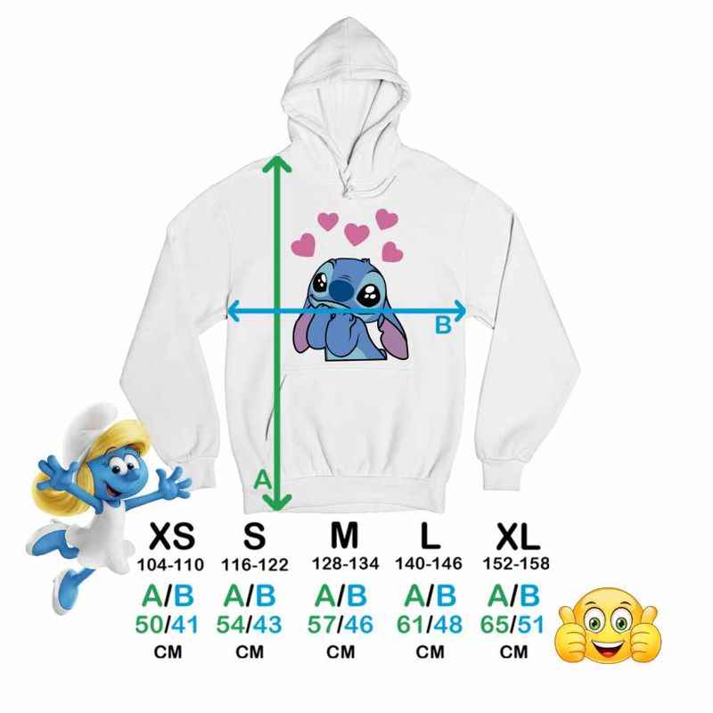 Fashion, accesorii si bijuterii - Copii - Imbracaminte copii - Pulovere si hanorace copii - Hanorac Copii Fete Stich I Love You Valentines Day Dragobete, alb, marime S Copii - Infinity.ro