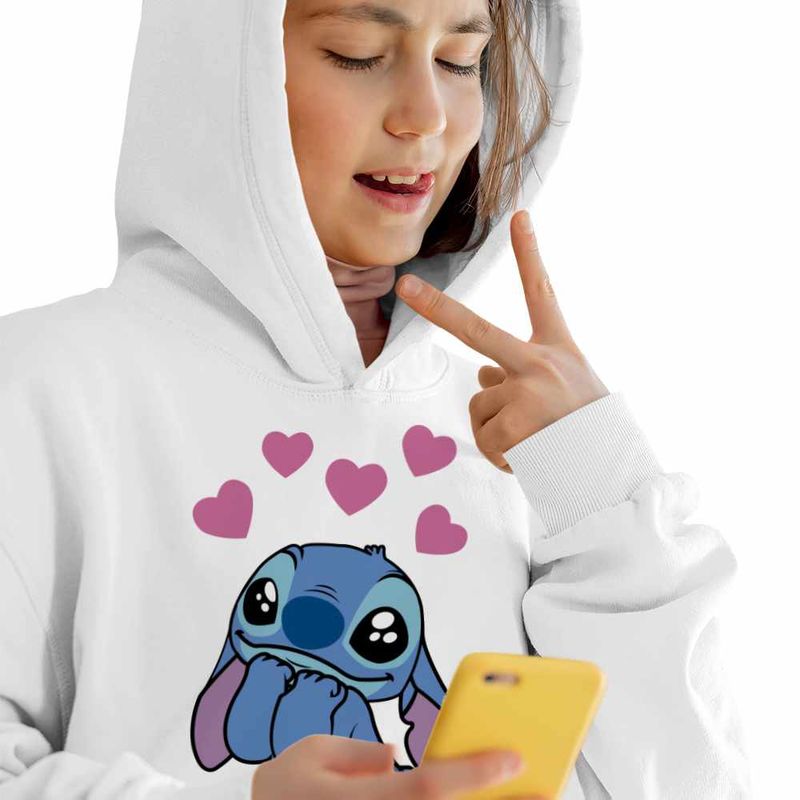 Fashion, accesorii si bijuterii - Copii - Imbracaminte copii - Pulovere si hanorace copii - Hanorac Copii Fete Stich I Love You Valentines Day Dragobete, alb, marime S Copii - Infinity.ro