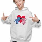 Fashion, accesorii si bijuterii - Copii - Imbracaminte copii - Pulovere si hanorace copii - Hanorac Copii Baieti Stich Angel Love Stitch Valentines Day Dragobete, alb, marime L Copii - Infinity.ro