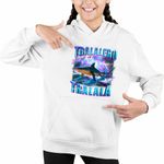 Fashion, accesorii si bijuterii - Copii - Imbracaminte copii - Pulovere si hanorace copii - Hanorac Copii Fete Shark Tralalero Tralala Brainrot Meme, alb, marime L Copii - Infinity.ro