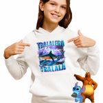 Fashion, accesorii si bijuterii - Copii - Imbracaminte copii - Pulovere si hanorace copii - Hanorac Copii Fete Shark Tralalero Tralala Brainrot Meme, alb, marime L Copii - Infinity.ro