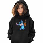 Fashion, accesorii si bijuterii - Copii - Imbracaminte copii - Pulovere si hanorace copii - Hanorac Copii Fete Stitch Chitara, negru, marime L Copii - Infinity.ro