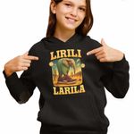 Fashion, accesorii si bijuterii - Copii - Imbracaminte copii - Pulovere si hanorace copii - Hanorac Copii Fete Lirili Larila Brainrot, negru, marime XS Copii - Infinity.ro