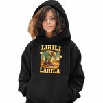 Fashion, accesorii si bijuterii - Copii - Imbracaminte copii - Pulovere si hanorace copii - Hanorac Copii Fete Lirili Larila Brainrot, negru, marime XS Copii - Infinity.ro