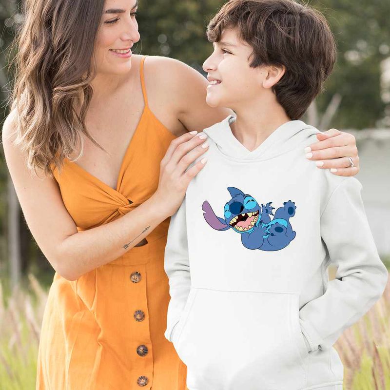 Fashion, accesorii si bijuterii - Copii - Imbracaminte copii - Pulovere si hanorace copii - Hanorac Copii Baieti Stitch Laught Vesel, alb, marime S Copii - Infinity.ro