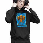 Fashion, accesorii si bijuterii - Copii - Imbracaminte copii - Pulovere si hanorace copii - Hanorac Copii Baieti Tung Tung Tung Sahur Brainrot Meme, negru, marime L Copii - Infinity.ro