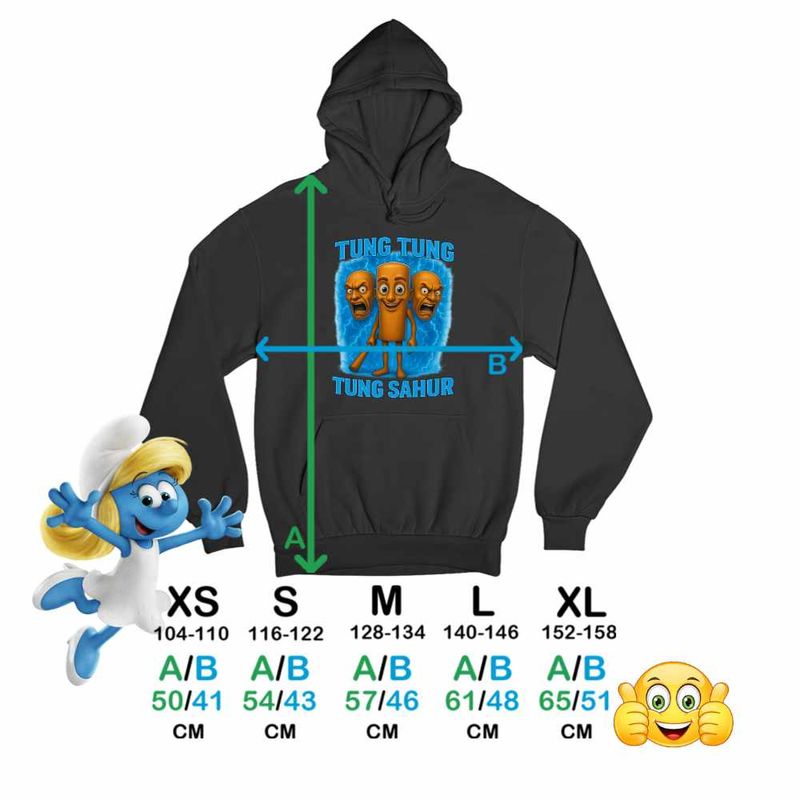 Fashion, accesorii si bijuterii - Copii - Imbracaminte copii - Pulovere si hanorace copii - Hanorac Copii Baieti Tung Tung Tung Sahur Brainrot Meme, negru, marime L Copii - Infinity.ro