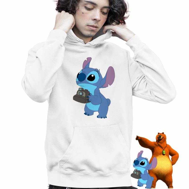 Fashion, accesorii si bijuterii - Copii - Imbracaminte copii - Pulovere si hanorace copii - Hanorac Copii Baieti Stitch Fotograf, alb, marime XS Copii - Infinity.ro