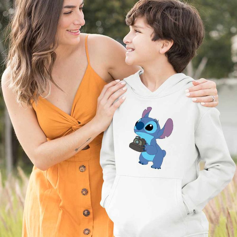 Fashion, accesorii si bijuterii - Copii - Imbracaminte copii - Pulovere si hanorace copii - Hanorac Copii Baieti Stitch Fotograf, alb, marime XS Copii - Infinity.ro