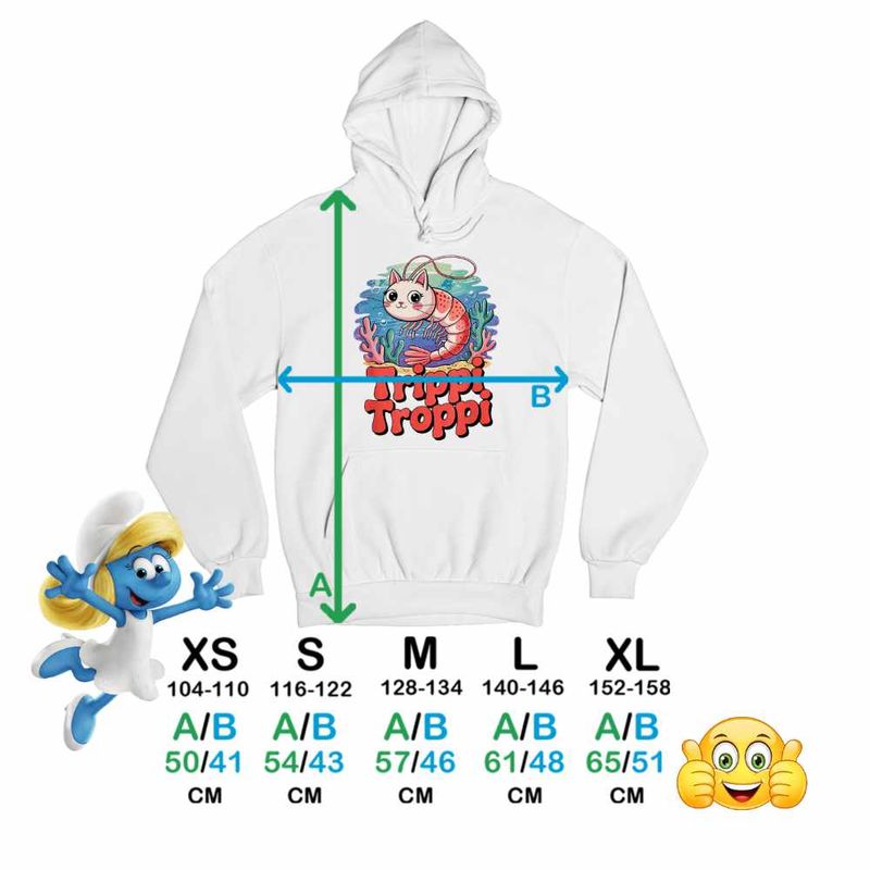 Fashion, accesorii si bijuterii - Copii - Imbracaminte copii - Pulovere si hanorace copii - Hanorac Copii Fete Meme Trippi Troppi Brainrot, alb, marime XL Copii - Infinity.ro