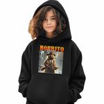 Fashion, accesorii si bijuterii - Copii - Imbracaminte copii - Pulovere si hanorace copii - Hanorac Copii Fete Borrito Bandito Italian Meme Brainrot Brain Rot, negru, marime XL Copii - Infinity.ro