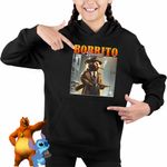 Fashion, accesorii si bijuterii - Copii - Imbracaminte copii - Pulovere si hanorace copii - Hanorac Copii Fete Borrito Bandito Italian Meme Brainrot Brain Rot, negru, marime XL Copii - Infinity.ro