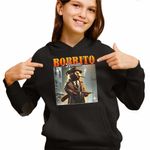 Fashion, accesorii si bijuterii - Copii - Imbracaminte copii - Pulovere si hanorace copii - Hanorac Copii Fete Borrito Bandito Italian Meme Brainrot Brain Rot, negru, marime XL Copii - Infinity.ro