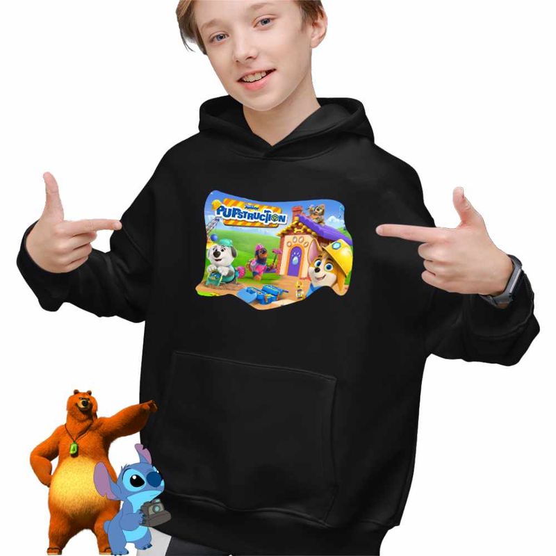 Fashion, accesorii si bijuterii - Copii - Imbracaminte copii - Pulovere si hanorace copii - Hanorac Copii Baieti Pupstruction Action Catelusi Constructori, negru, marime XL Copii - Infinity.ro