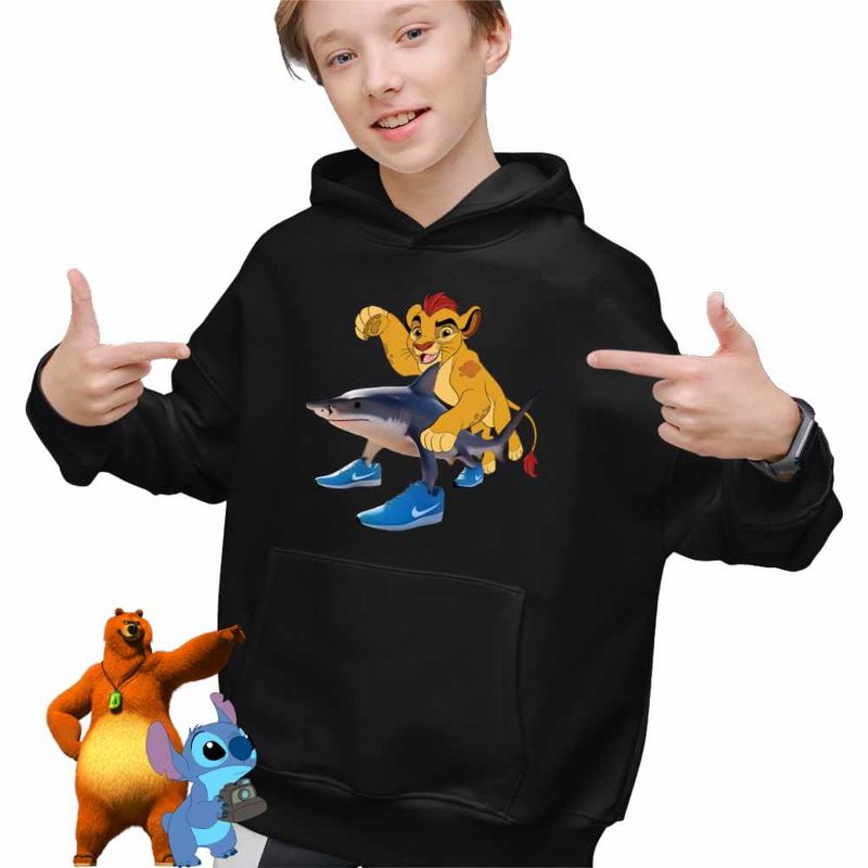 Fashion, accesorii si bijuterii - Copii - Imbracaminte copii - Pulovere si hanorace copii - Hanorac Copii Baieti Kion Garda Felina Tralalero Tralala Tiktok Meme, negru, marime XS Copii - Infinity.ro