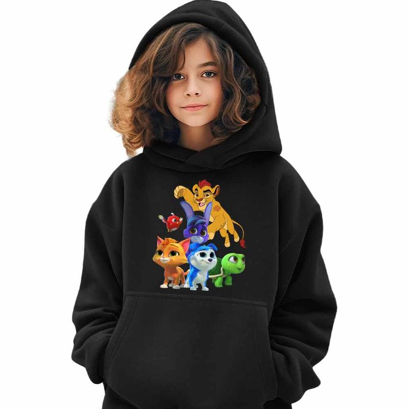 Fashion, accesorii si bijuterii - Copii - Imbracaminte copii - Pulovere si hanorace copii - Hanorac Copii Fete Robogobo Kion Garda Felina, negru, marime M Copii - Infinity.ro