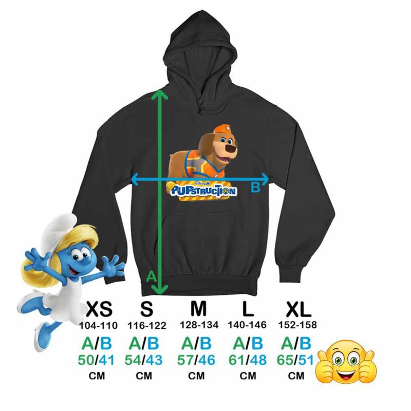 Fashion, accesorii si bijuterii - Copii - Imbracaminte copii - Pulovere si hanorace copii - Hanorac Copii Baieti Pupstruction Tank Catelusi Constructori Desene, negru, marime S Copii - Infinity.ro