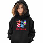 Fashion, accesorii si bijuterii - Copii - Imbracaminte copii - Pulovere si hanorace copii - Hanorac Copii Fete Lilo and Stitch Ice Cream, negru, marime S Copii - Infinity.ro