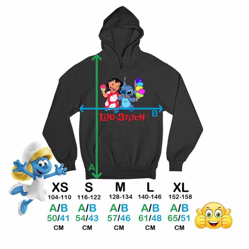 Fashion, accesorii si bijuterii - Copii - Imbracaminte copii - Pulovere si hanorace copii - Hanorac Copii Fete Lilo and Stitch Ice Cream, negru, marime S Copii - Infinity.ro