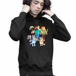 Fashion, accesorii si bijuterii - Copii - Imbracaminte copii - Pulovere si hanorace copii - Hanorac Copii Baieti Minecraft Bluey Bingo, negru, marime L Copii - Infinity.ro