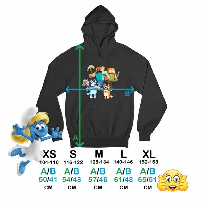 Fashion, accesorii si bijuterii - Copii - Imbracaminte copii - Pulovere si hanorace copii - Hanorac Copii Baieti Minecraft Bluey Bingo, negru, marime L Copii - Infinity.ro