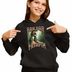 Fashion, accesorii si bijuterii - Copii - Imbracaminte copii - Pulovere si hanorace copii - Hanorac Copii Fete Brr Brr Patapim Italian Tree Brainrot Meme, negru, marime S Copii - Infinity.ro