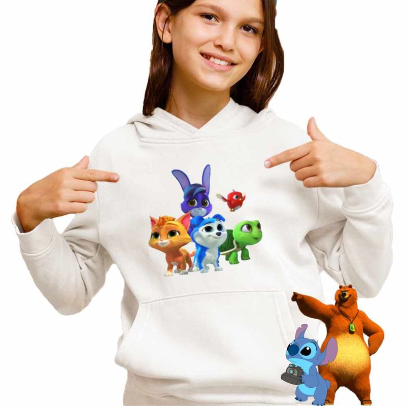 Fashion, accesorii si bijuterii - Copii - Imbracaminte copii - Pulovere si hanorace copii - Hanorac Copii Fete Robogobo All Gang, alb, marime L Copii - Infinity.ro