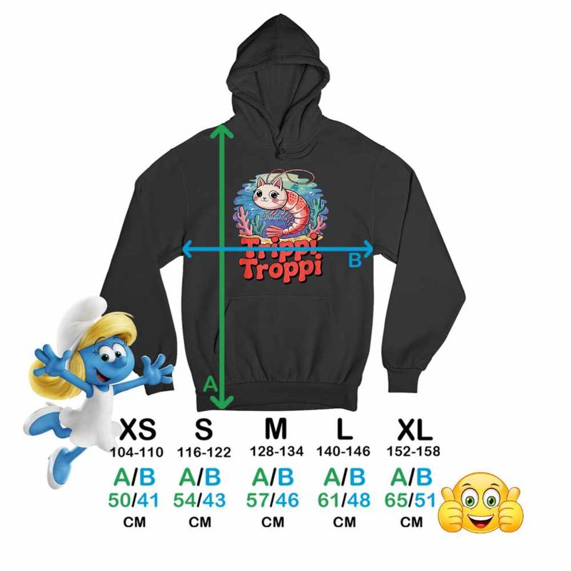 Fashion, accesorii si bijuterii - Copii - Imbracaminte copii - Pulovere si hanorace copii - Hanorac Copii Baieti Meme Trippi Troppi Brainrot, negru, marime L Copii - Infinity.ro