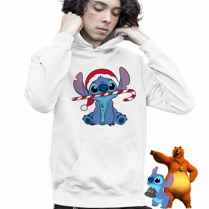 Fashion, accesorii si bijuterii - Copii - Imbracaminte copii - Pulovere si hanorace copii - Hanorac Copii Baieti Stitch Mos Craciun, alb, marime XL Copii - Infinity.ro