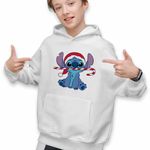 Fashion, accesorii si bijuterii - Copii - Imbracaminte copii - Pulovere si hanorace copii - Hanorac Copii Baieti Stitch Mos Craciun, alb, marime XL Copii - Infinity.ro