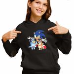 Fashion, accesorii si bijuterii - Copii - Imbracaminte copii - Pulovere si hanorace copii - Hanorac Copii Fete Sonic Blue Bingo Bluey, negru, marime M Copii - Infinity.ro