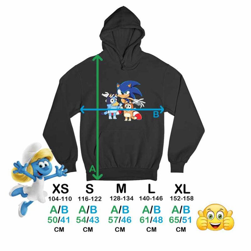 Fashion, accesorii si bijuterii - Copii - Imbracaminte copii - Pulovere si hanorace copii - Hanorac Copii Fete Sonic Blue Bingo Bluey, negru, marime M Copii - Infinity.ro
