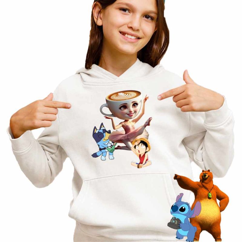 Fashion, accesorii si bijuterii - Copii - Imbracaminte copii - Pulovere si hanorace copii - Hanorac Copii Fete Bluey Balerina Capucina One Piece, alb, marime S Copii - Infinity.ro