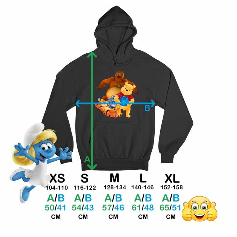 Fashion, accesorii si bijuterii - Copii - Imbracaminte copii - Pulovere si hanorace copii - Hanorac Copii Baieti Grizzy Lemingii Winnie the Pooh, negru, marime S Copii - Infinity.ro