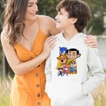 Fashion, accesorii si bijuterii - Copii - Imbracaminte copii - Pulovere si hanorace copii - Hanorac Copii Baieti Pupstruction Sonic Catelusi Constructori Mr Bean Super Pisicute Garda Felina Kion, alb, marime XS Copii - Infinity.ro