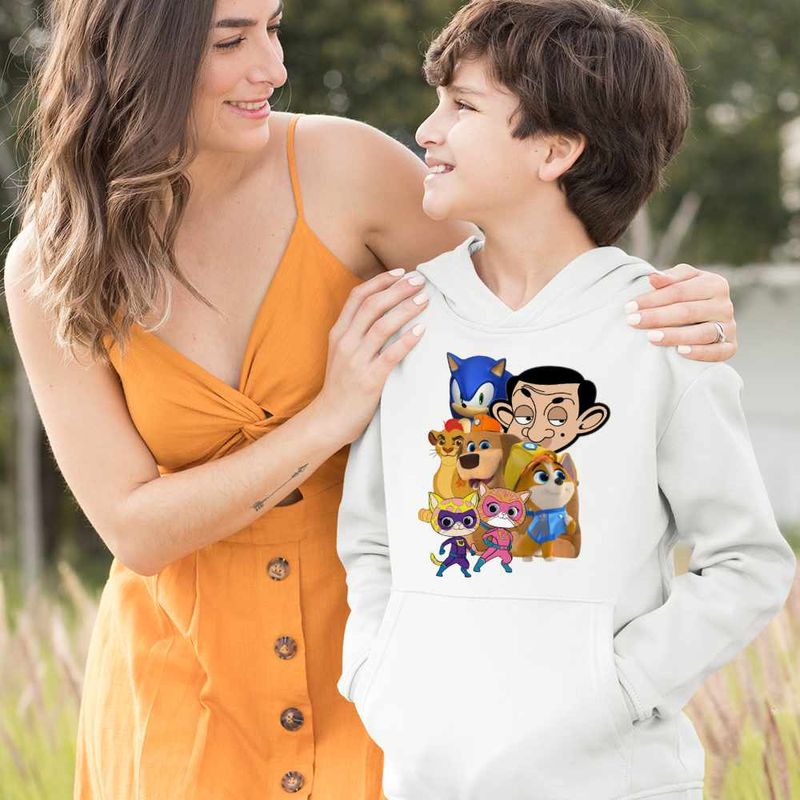 Fashion, accesorii si bijuterii - Copii - Imbracaminte copii - Pulovere si hanorace copii - Hanorac Copii Baieti Pupstruction Sonic Catelusi Constructori Mr Bean Super Pisicute Garda Felina Kion, alb, marime XS Copii - Infinity.ro