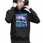 Fashion, accesorii si bijuterii - Copii - Imbracaminte copii - Pulovere si hanorace copii - Hanorac Copii Baieti Shark Tralalero Tralala Brainrot Meme, negru, marime M Copii - Infinity.ro