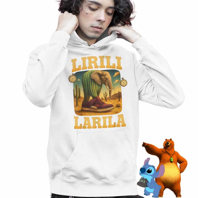 Fashion, accesorii si bijuterii - Copii - Imbracaminte copii - Pulovere si hanorace copii - Hanorac Copii Baieti Lirili Larila Brainrot, alb, marime S Copii - Infinity.ro