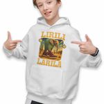 Fashion, accesorii si bijuterii - Copii - Imbracaminte copii - Pulovere si hanorace copii - Hanorac Copii Baieti Lirili Larila Brainrot, alb, marime S Copii - Infinity.ro
