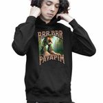 Fashion, accesorii si bijuterii - Copii - Imbracaminte copii - Pulovere si hanorace copii - Hanorac Copii Baieti Brr Brr Patapim Italian Tree Brainrot Meme, negru, marime XS Copii - Infinity.ro