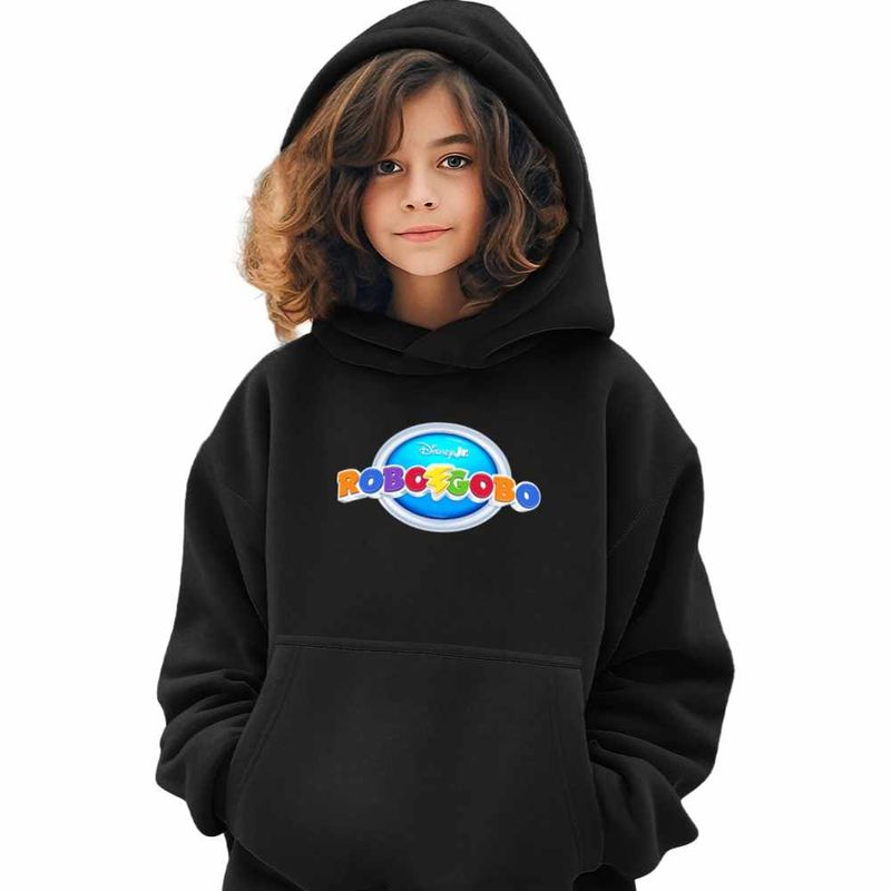 Fashion, accesorii si bijuterii - Copii - Imbracaminte copii - Pulovere si hanorace copii - Hanorac Copii Fete Robogobo Logo, negru, marime XS Copii - Infinity.ro