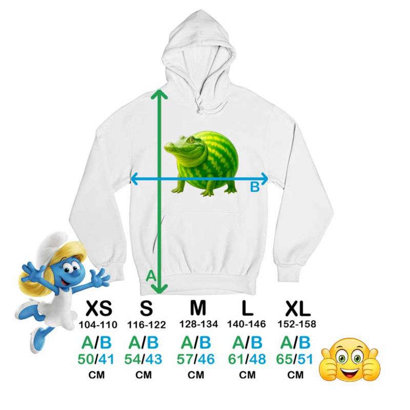 Fashion, accesorii si bijuterii - Copii - Imbracaminte copii - Pulovere si hanorace copii - Hanorac Copii Fete Glorbo Fruttodrillo Brainrot, alb, marime M Copii - Infinity.ro