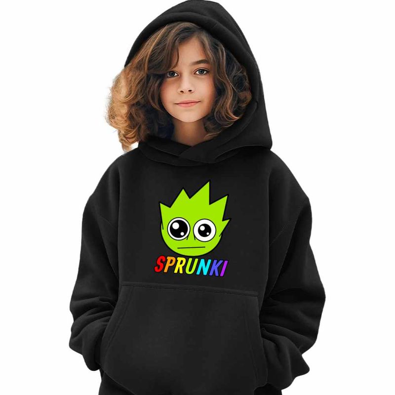 Fashion, accesorii si bijuterii - Copii - Imbracaminte copii - Pulovere si hanorace copii - Hanorac Copii Fete Sprunki Lime Song Music Game, negru, marime XL Copii - Infinity.ro