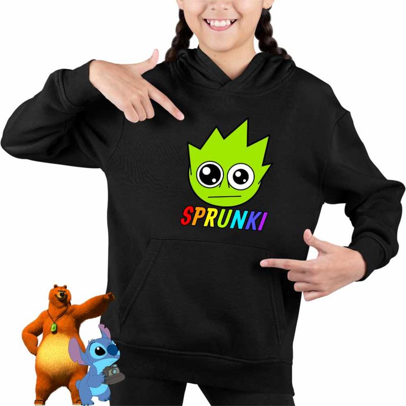 Fashion, accesorii si bijuterii - Copii - Imbracaminte copii - Pulovere si hanorace copii - Hanorac Copii Fete Sprunki Lime Song Music Game, negru, marime XL Copii - Infinity.ro